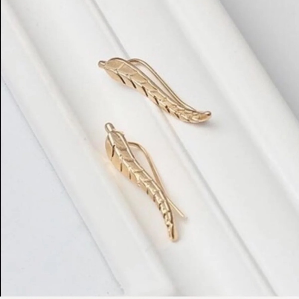 Leaf Climber Stud Earrings